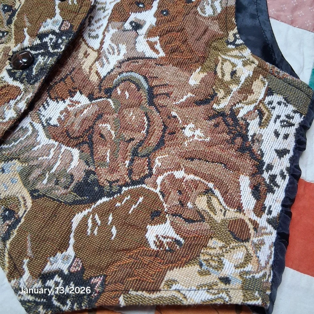 Vintage In Design Dog Tapestry Suit Vest Youth Size 10‎